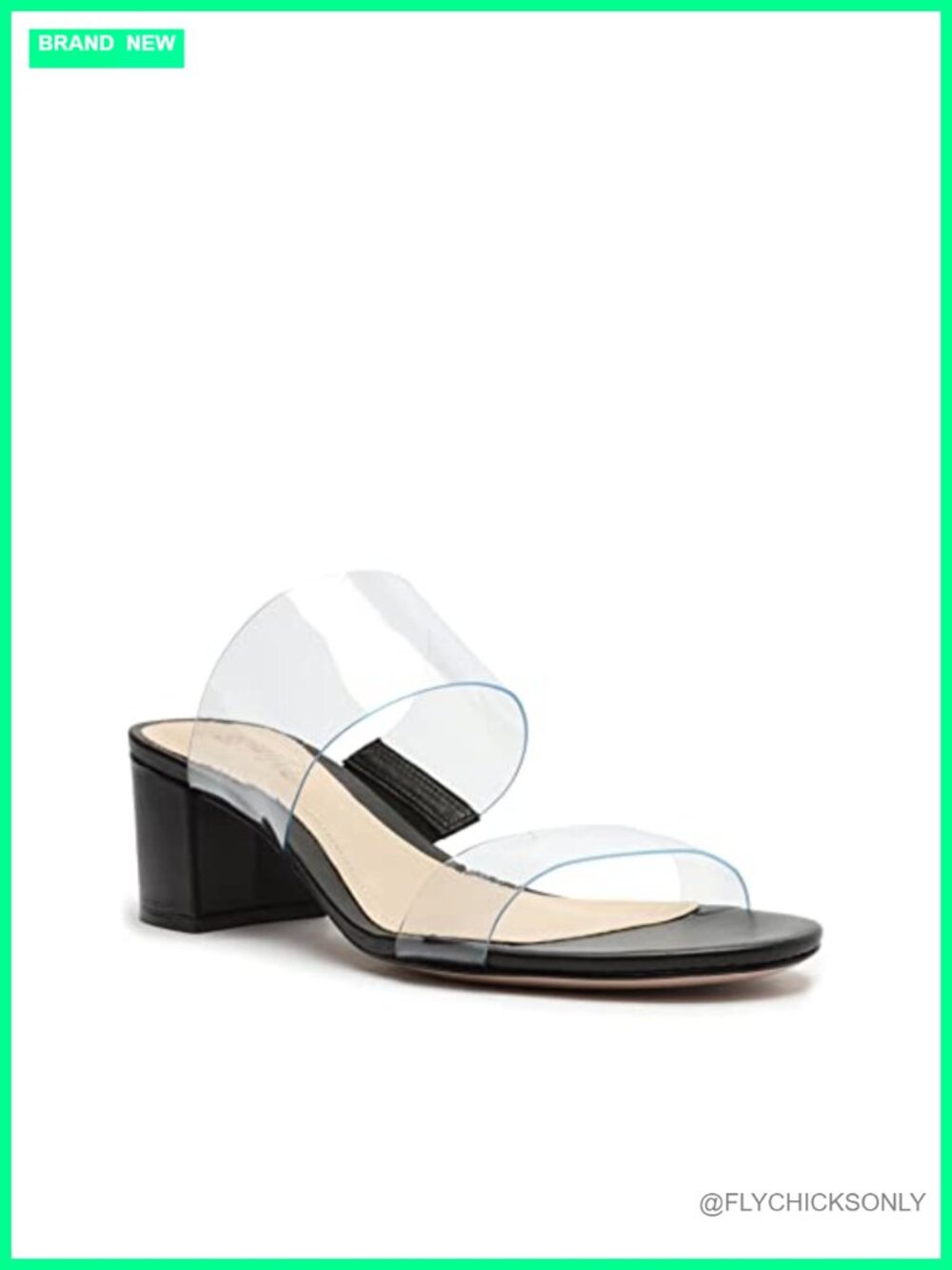 Schutz Women's Victorie Transparent Vinyl Chunky Heel Slide Sandals Wedding